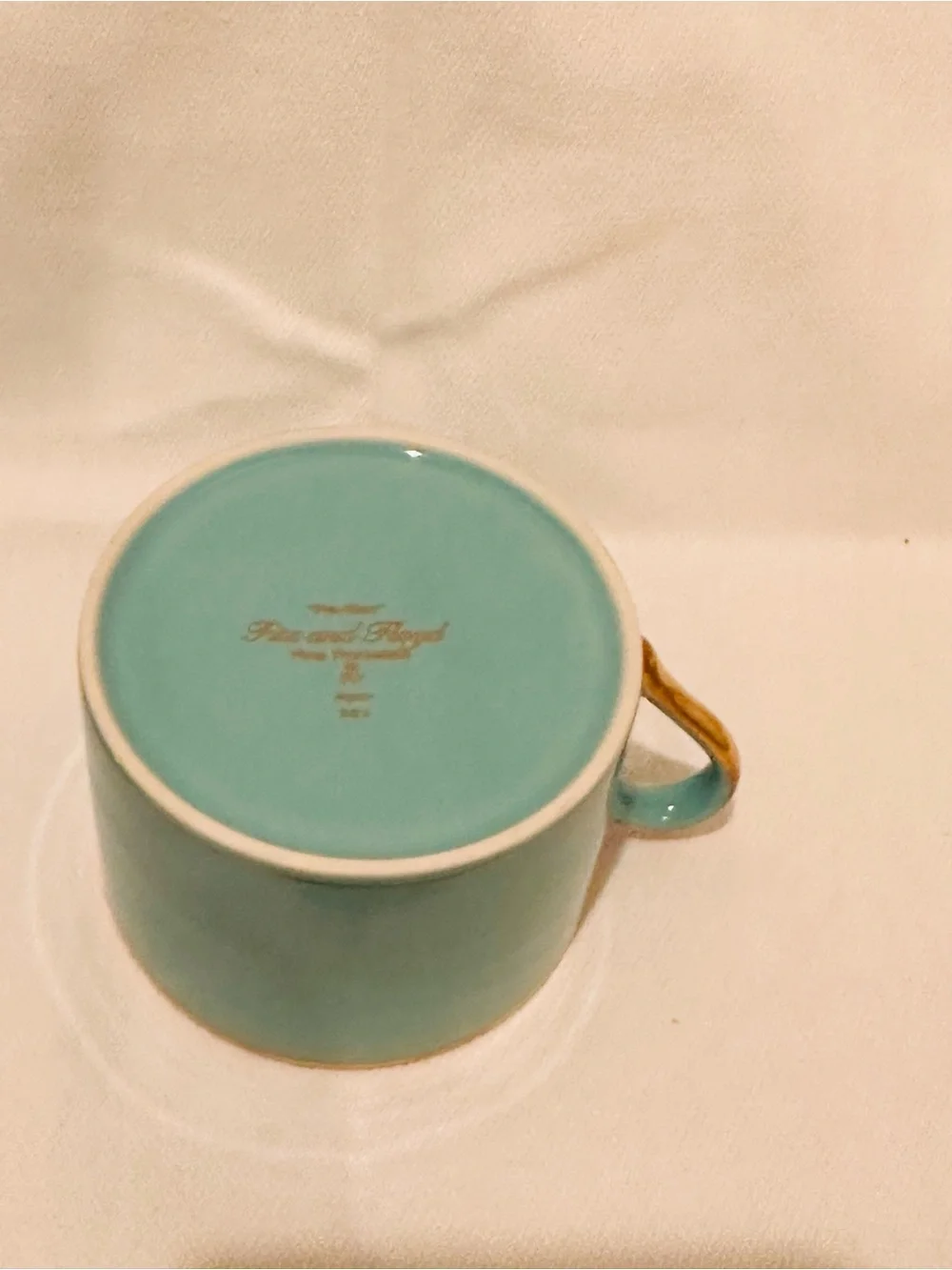 Fitz and Floyd Pavillon Turquoise Cup and Saucer with Gold Trim